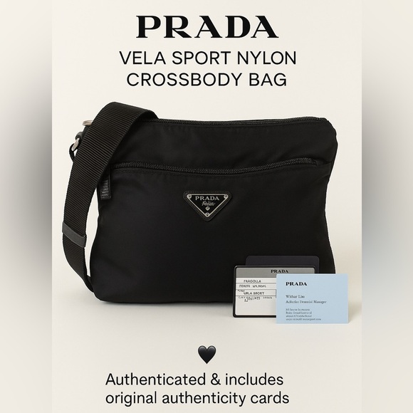 Prada Vela Sport Nylon Crossbody Bag Black - Picture 1 of 13